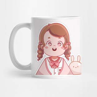 CUTE GIRL WITH LITTLE BUNNY Mug